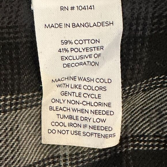 Alpine Design Flannel Shirt Mens Sz Large Black Gray Plaid L/S - Picture 7 of 7